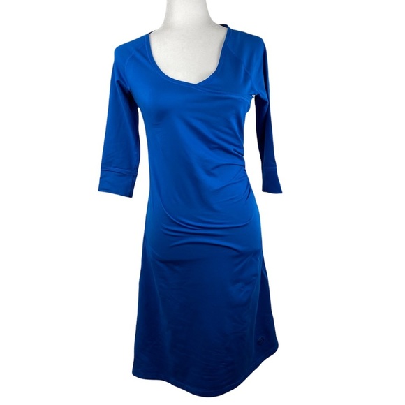 Mountain Hardwear Blue Outdoor knee Length 3/4 Sleeve Stretchy Dress sz Small - Picture 11 of 11